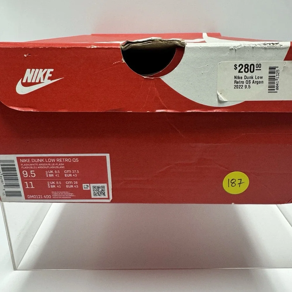 Brand New Nike Dunk Low Retro ARGON DM0121-400 White Blue Shoes Men's Size 9.5
